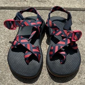 Chaco Women Z/Cloud 2 Covered Eclipse Strap Sandals Blue/Red Sz 6 (j106616)